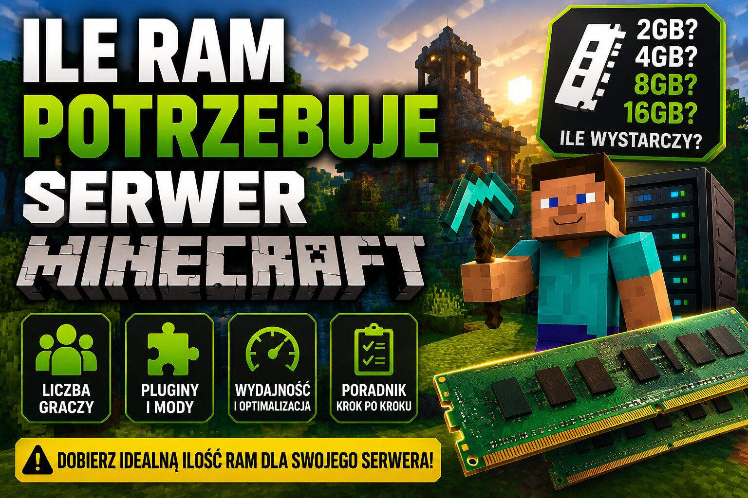 Ile RAM potrzebuje serwer Minecraft?